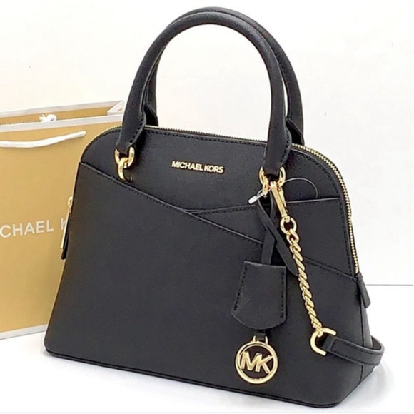 Michael Kors Jet Set Travel Medium Saffiano Leather Dome Satchel Black - Picture 7 of 16